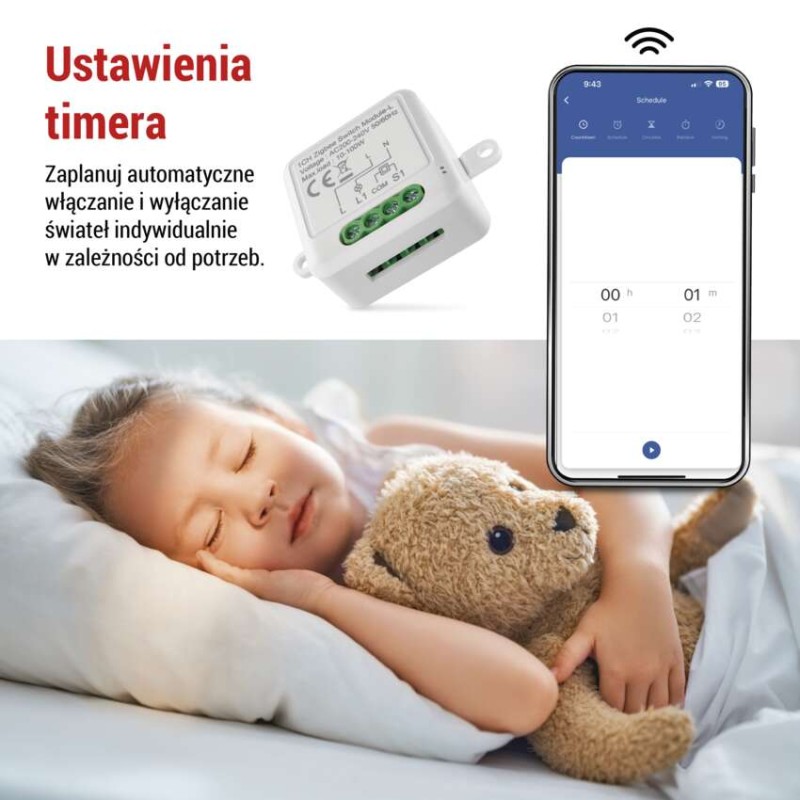 GoSmart Moduł włączeniowy IP-2103SZ, ZigBee, 1-kanałowy, bez przewodu zerowego