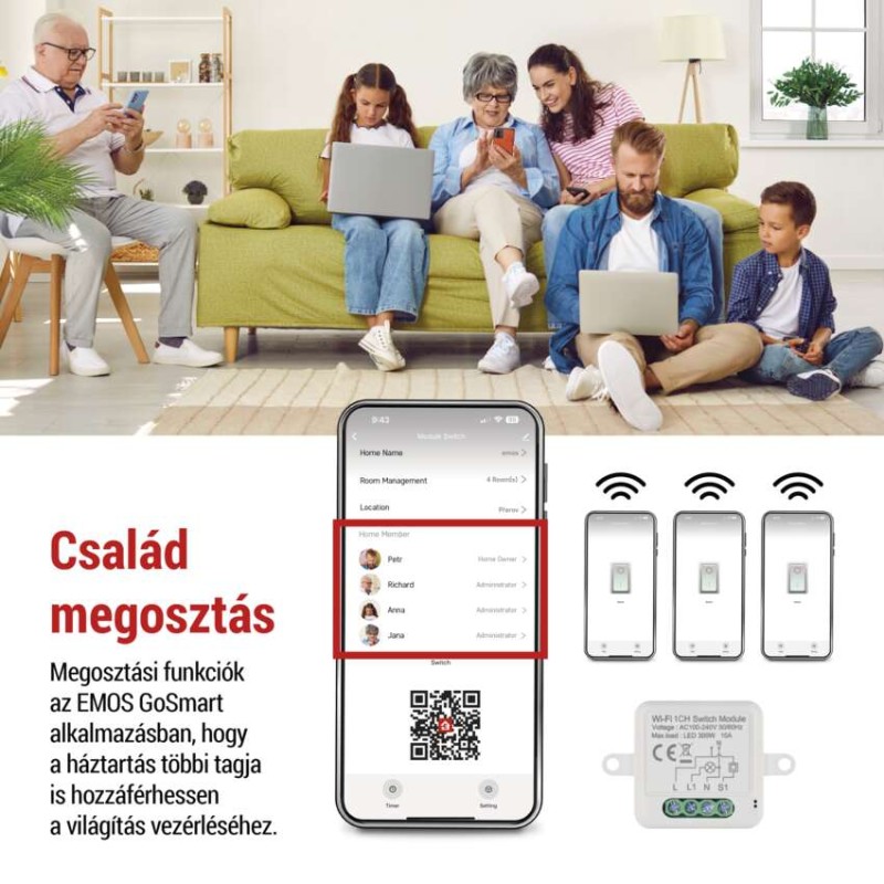 GoSmart kapcsolómodul IP-2101SW, WiFi, 1 csatorna