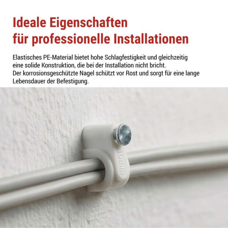 Kabelschelle 10 mm, weiss, 50 Stk