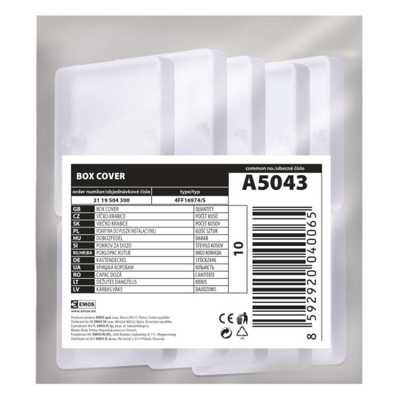 Abdeckung für Anschlussdose, VLK 80/R, 10 Stk.