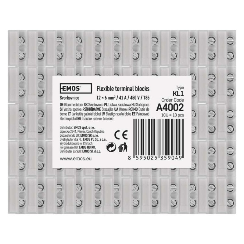 Kostka terminal block 12x6,00 mm biała 10 szt