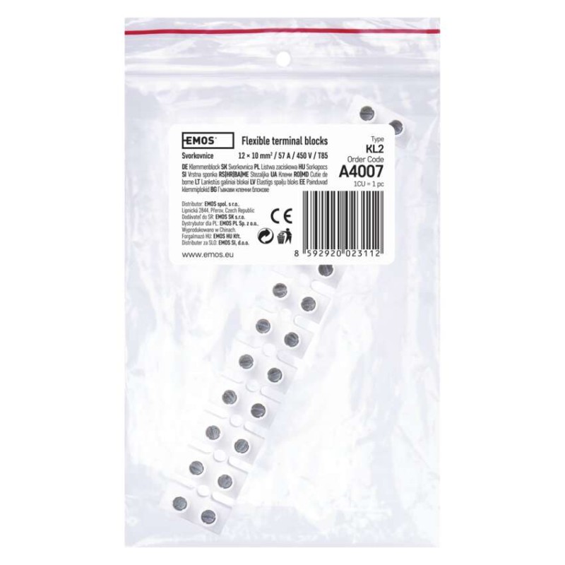 Vrstna sponka 12×10mm bela 1 kos