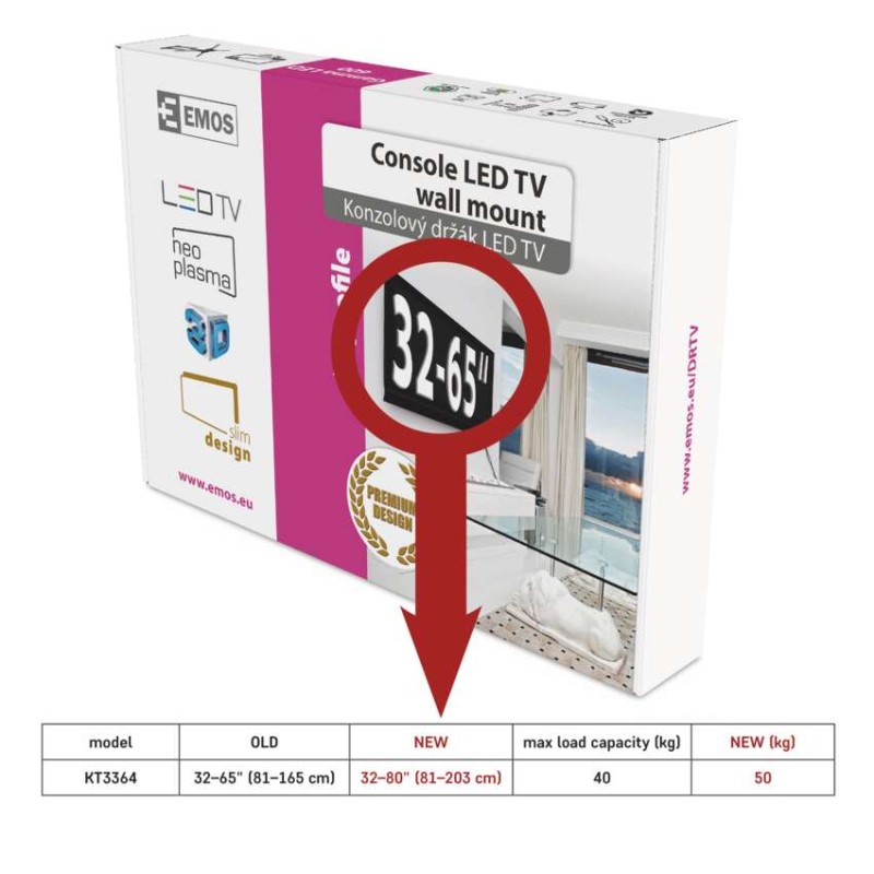 Nosilec za TV, konzolno držalo TV 32–80" (81–203 cm)