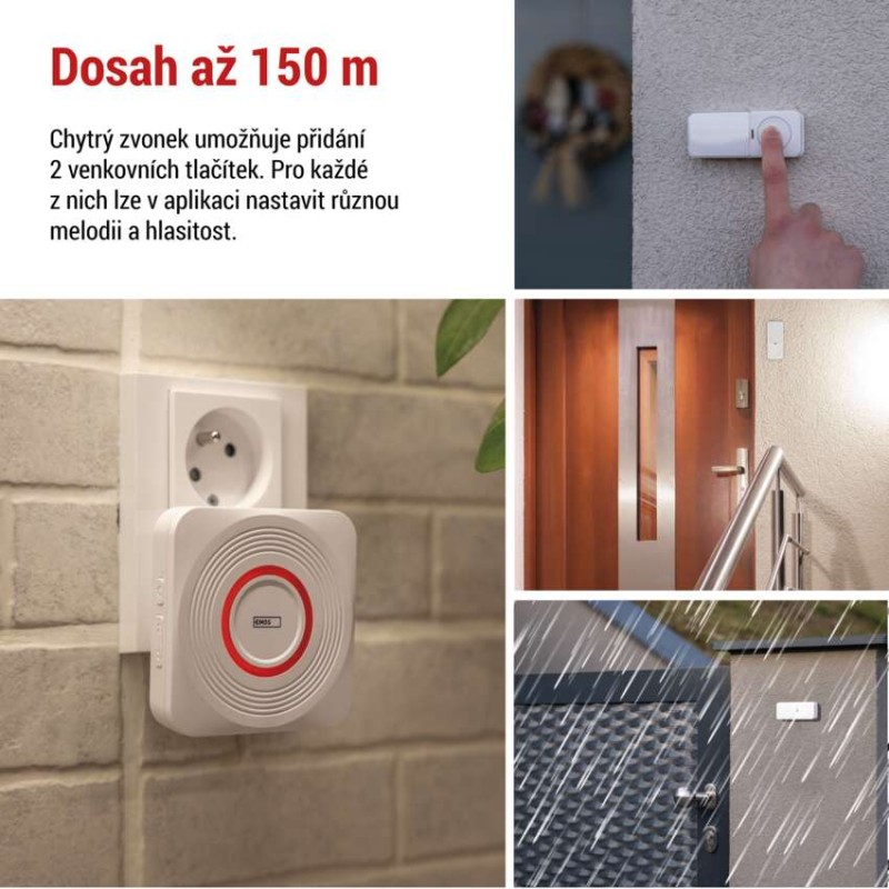 GoSmart Domovní bezdrátový zvonek P5735WS do zásuvky s WiFi