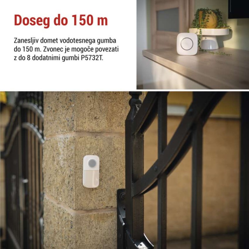 Brezžični hišni zvonec P5736, 3× AA