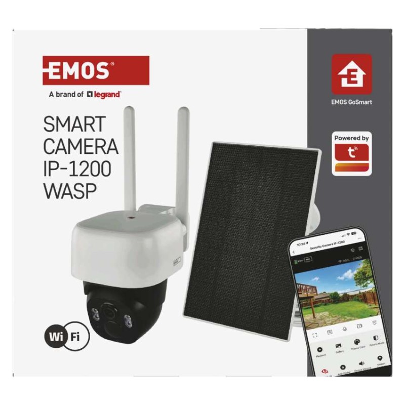 GoSmart Kamera zewnętrzna IP-1200 WASP z WiFi, akumulatorem i panelem solarnym