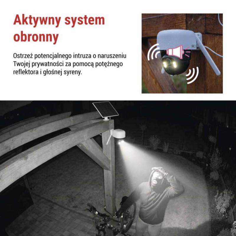 GoSmart Kamera zewnętrzna IP-1200 WASP z WiFi, akumulatorem i panelem solarnym