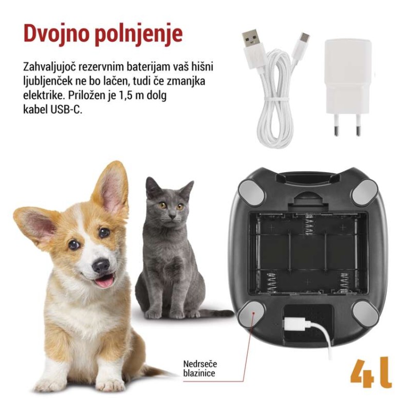 GoSmart dozirnik hrane za hišne živali Pet Care 4 l, črn, Wi-Fi