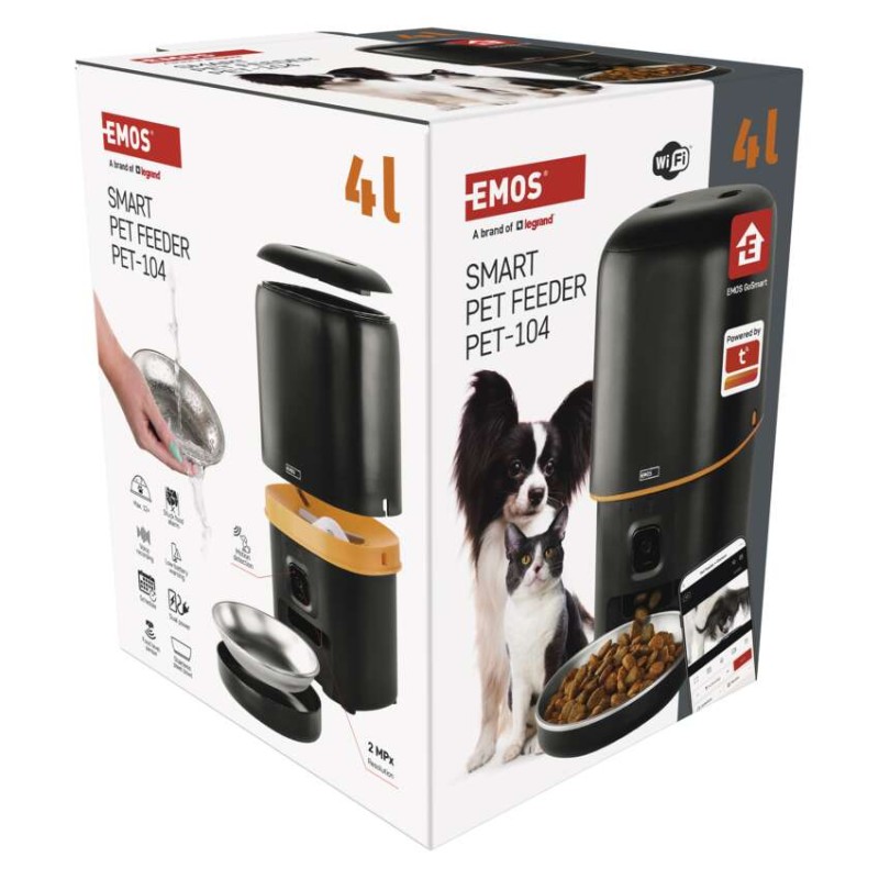 GoSmart dávkovač krmiva Pet Care s kamerou, 4 l, čierny, Wi-Fi