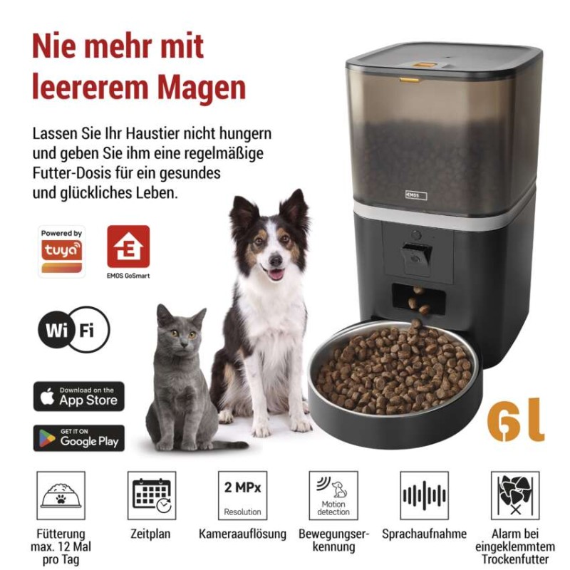 GoSmart Futterspender Pet Care mit Kamera, 6 l, schwarz, Wi-Fi