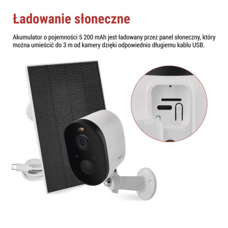 GoSmart Kamera zewnętrzna IP-1150 SNAP z WiFi, akumulatorem i panelem solarnym