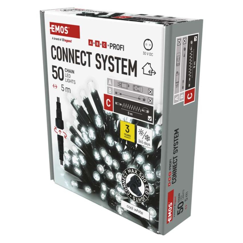Profi LED Verbindungskette schwarz, 5 m, Außen/Innen, Kaltweiß