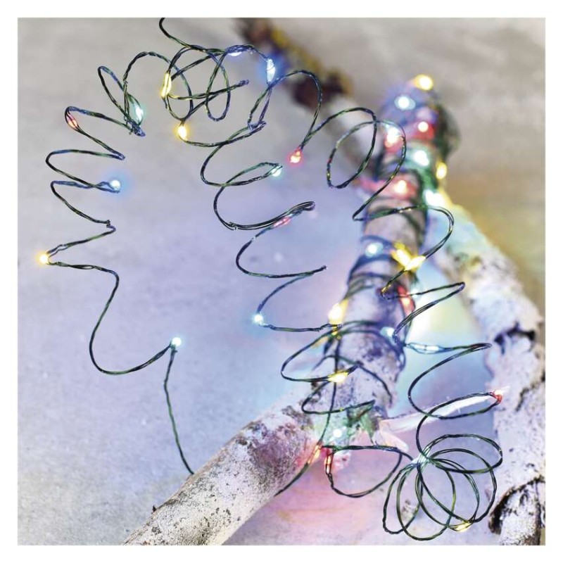 LED Weihnachtliche Nano-Kette grün, 4 m, Außen und Innen, Multicolor, Timer