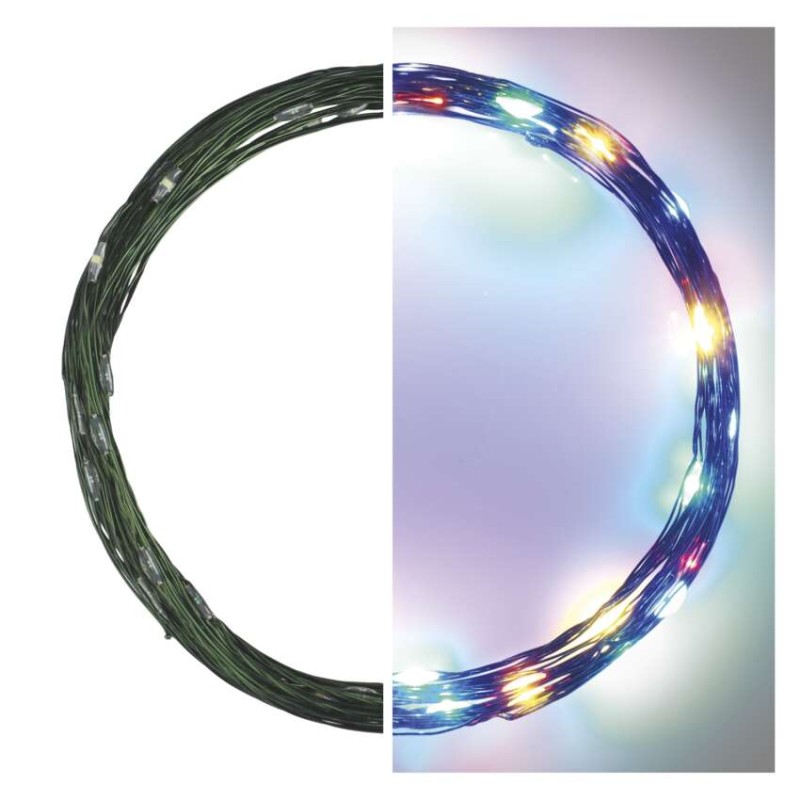 LED Weihnachtliche Nano-Kette grün, 4 m, Außen und Innen, Multicolor, Timer