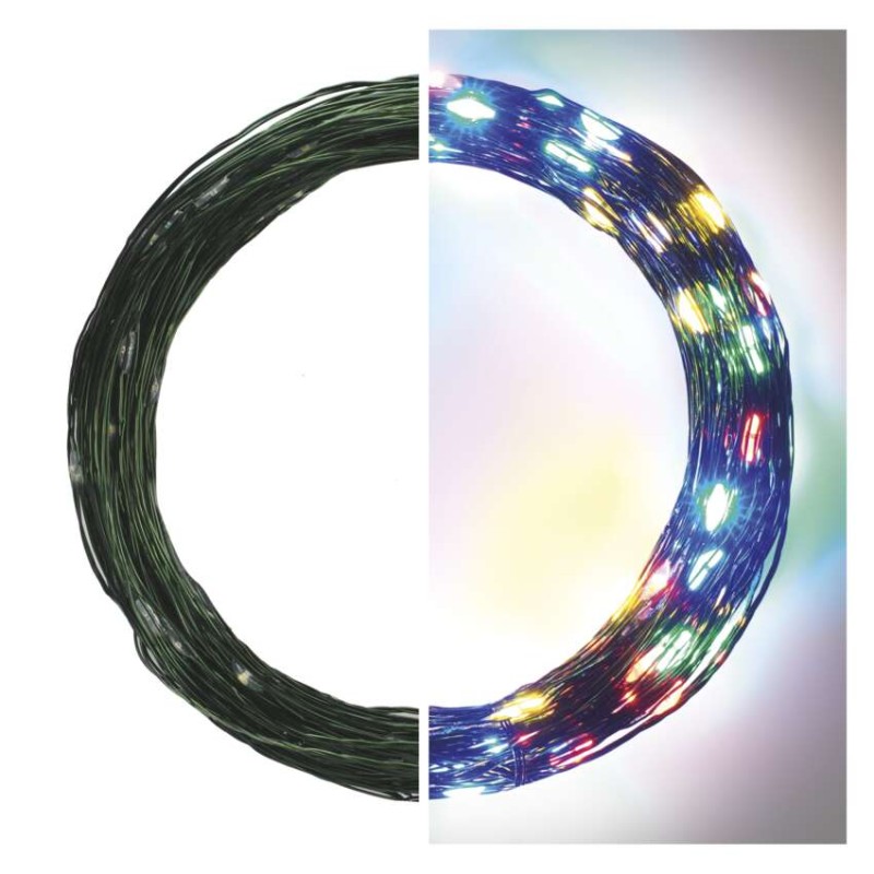 LED Weihnachtliche Nano-Kette grün, 15 m, Außen und Innen, Multicolor, Timer
