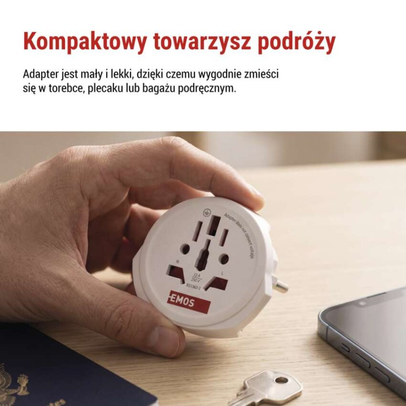 Adapter podróżny do Europy Centralnej biały