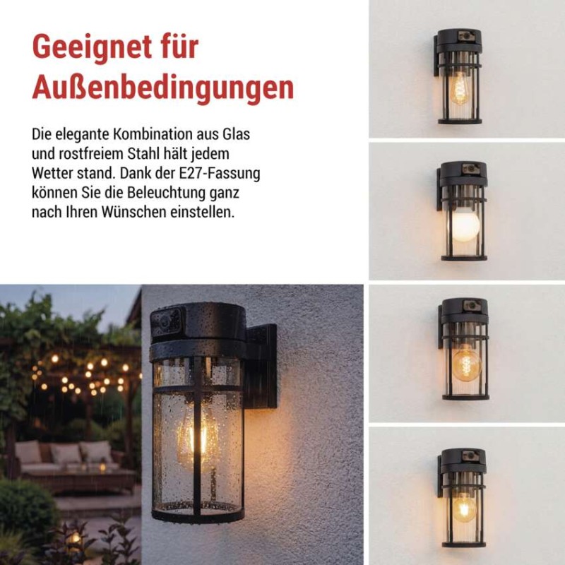 GoSmart Rotierende Outdoor IP Kamera mit WiFi und Licht IP-1300 LANTERN, schwarz