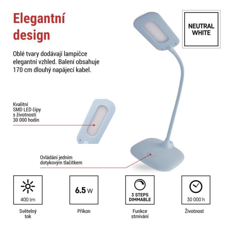 LED stolní lampa STELLA, modrá