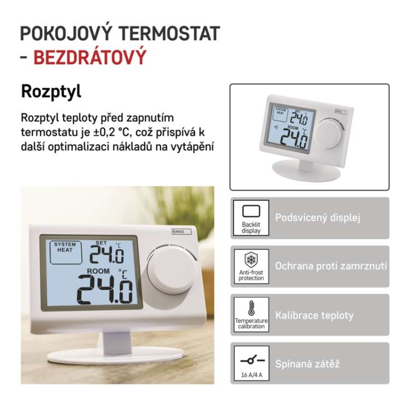 Pokojový bezdrátový termostat EMOS P5614