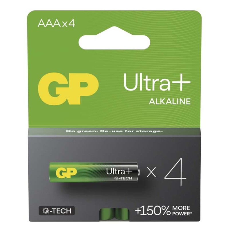 Alkalická baterie GP Ultra Plus AAA (LR03), 4 ks