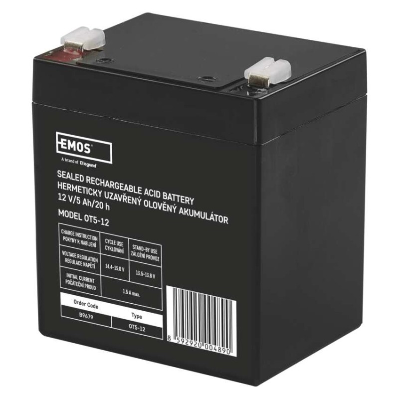 Bezúdržbový olověný akumulátor 12 V/5Ah, faston 6,3 mm