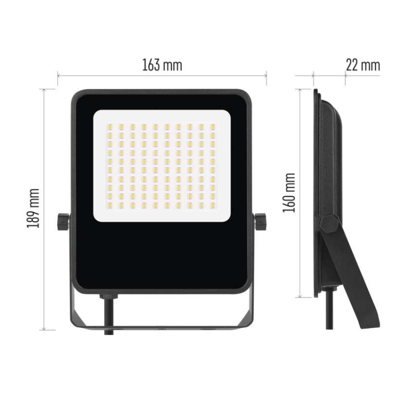LED reflektor VISIO, 50 W, černý, neutrální bílá