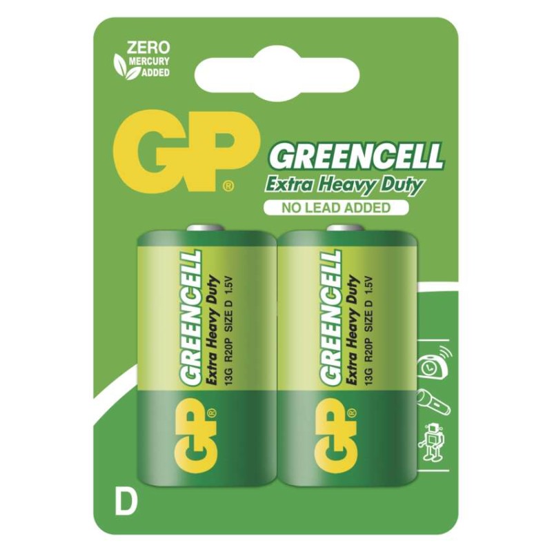 Zinková baterie GP Greencell D (R20)