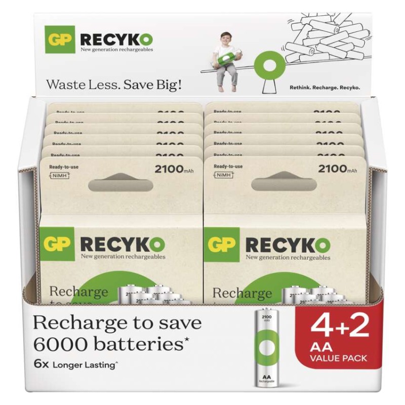 Nabíjecí baterie GP ReCyko 2100 AA (HR6), 6 ks
