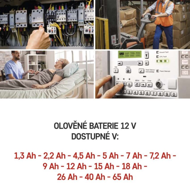 Bezúdržbový olověný akumulátor 12 V/1,3 Ah, faston 4,7 mm