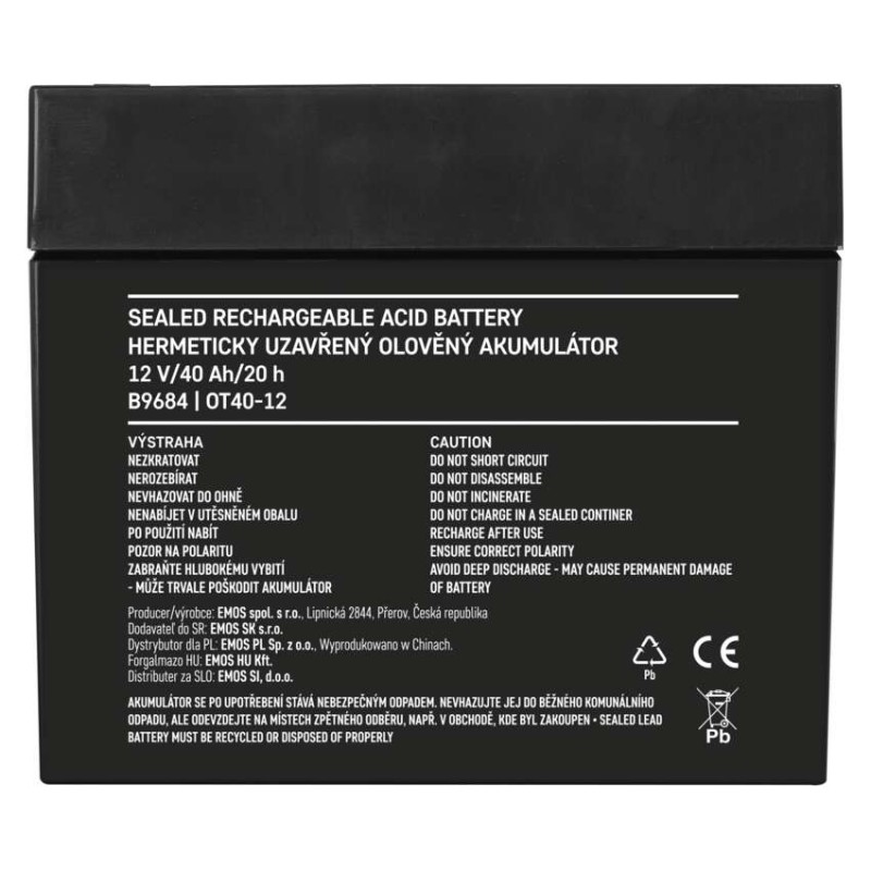 Bezúdržbový olověný akumulátor 12 V/40 Ah M6