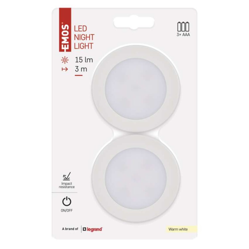 LED noční světlo P3327 na 3× AAA, 2 ks