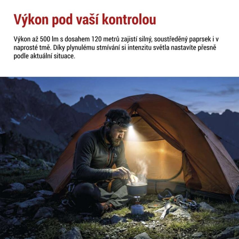 LED nabíjecí čelovka P3544, 500 lm, 120 m, Li-Ion 800 mAh