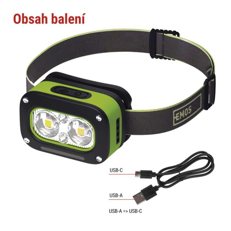 LED nabíjecí čelovka P3545, 175 lm, 50 m, Li-Pol 800 mAh