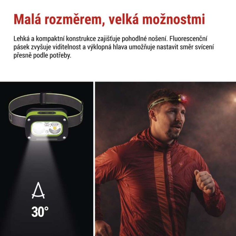LED nabíjecí čelovka P3545, 175 lm, 50 m, Li-Pol 800 mAh