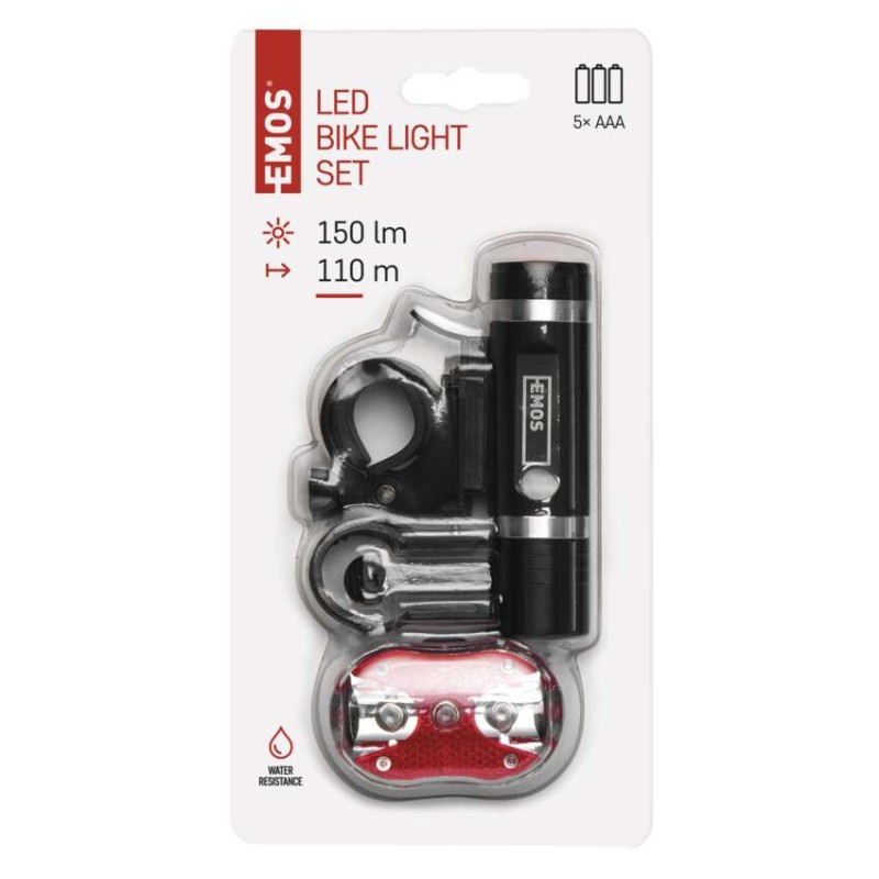 LED přední + zadní svítilna na kolo P3920 na 5× AAA, 150 lm