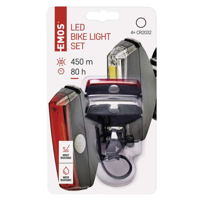 LED přední + zadní svítilna na kolo P3922 na 2× CR2032, 22 lm