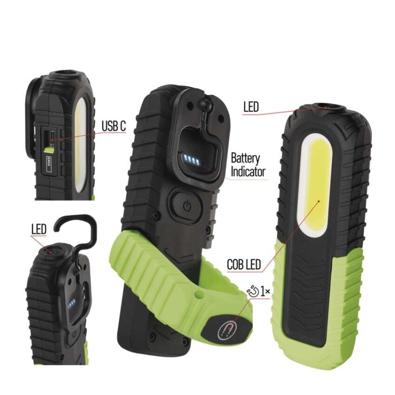 COB LED + LED nabíjecí prac. svítilna P4531, 400 lm, 2000 mAh