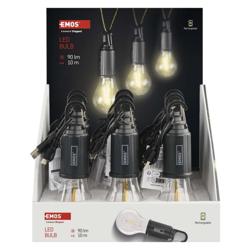 LED žárovka s USB napájením, 9 ks, display box