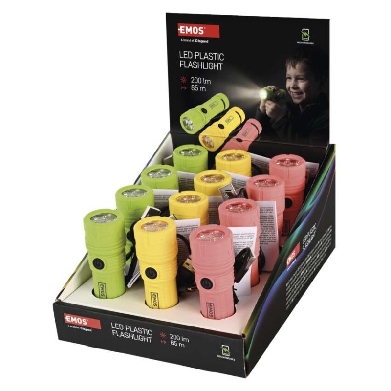Nabíjecí LED svítilna, 200 lm, 12 ks, display box