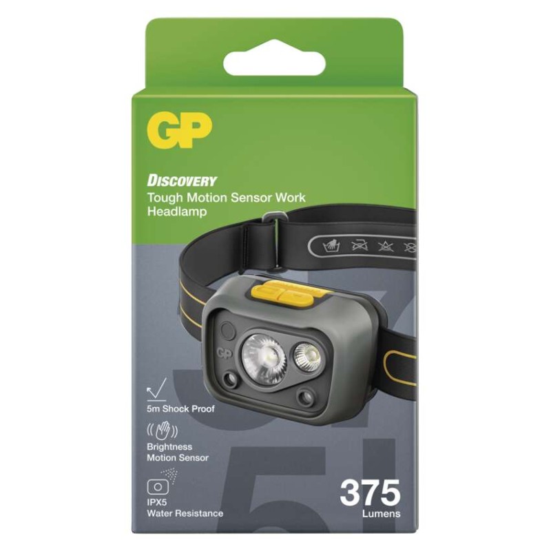 LED pracovní čelovka GP Discovery CHW54, 375 lm