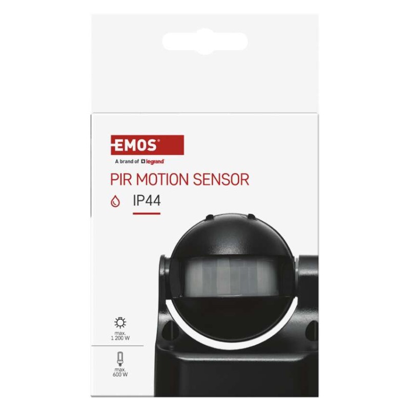 PIR senzor (pohybové čidlo) IP44 1200W, černý
