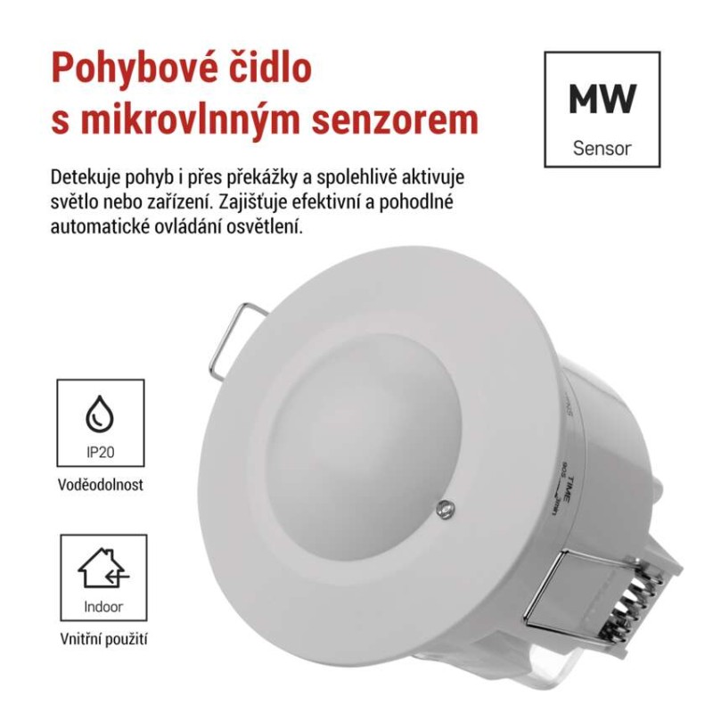 PIR senzor (pohybové čidlo) IP20 1200W, bílý