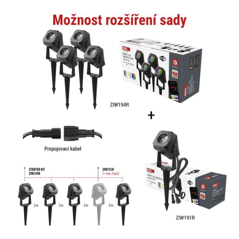 GOSMART venkovní bodová světla startovací sada 4 ks