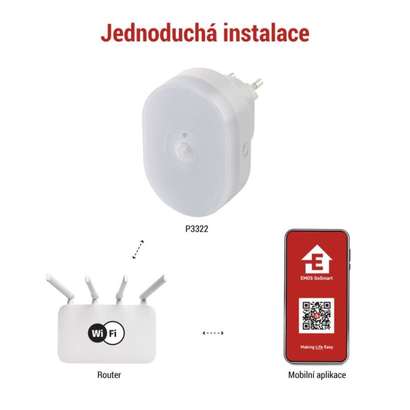 GoSmart PIR senzor (pohybové čidlo) s nočním světlem, Wi-Fi