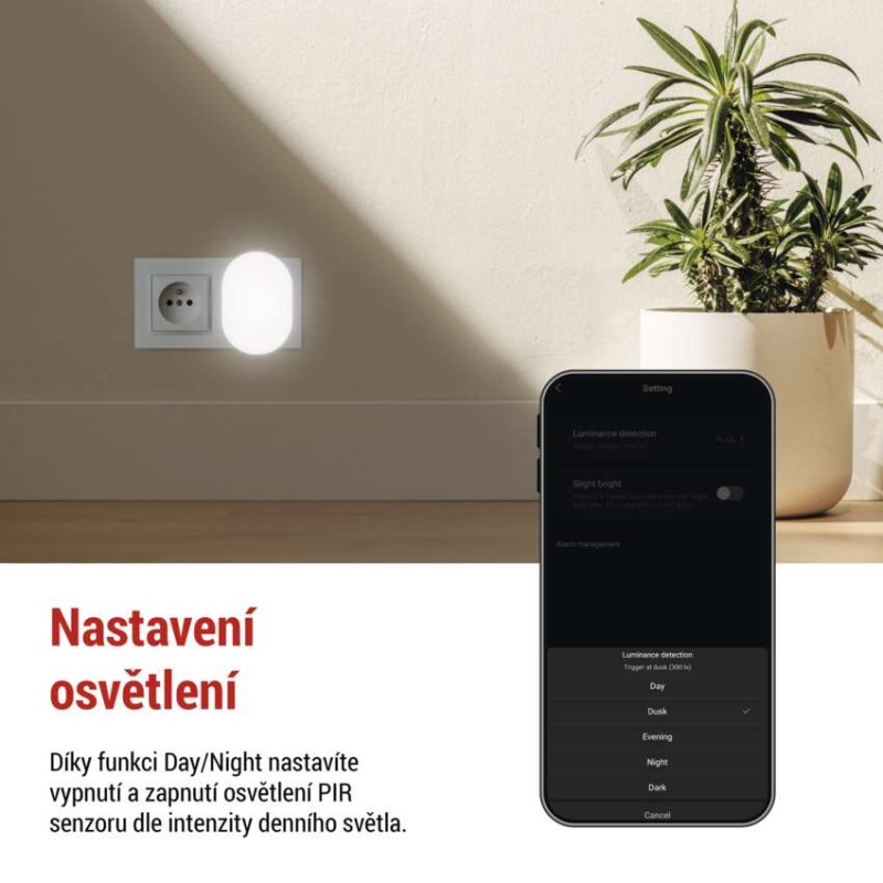 GoSmart PIR senzor (pohybové čidlo) s nočním světlem, Wi-Fi