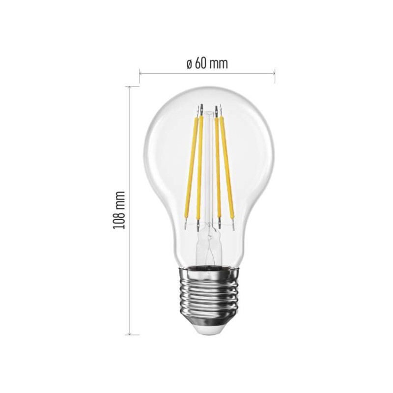 LED žárovka Filament A60 / E27 / 3,8 W (60 W) / 806 lm / teplá bílá