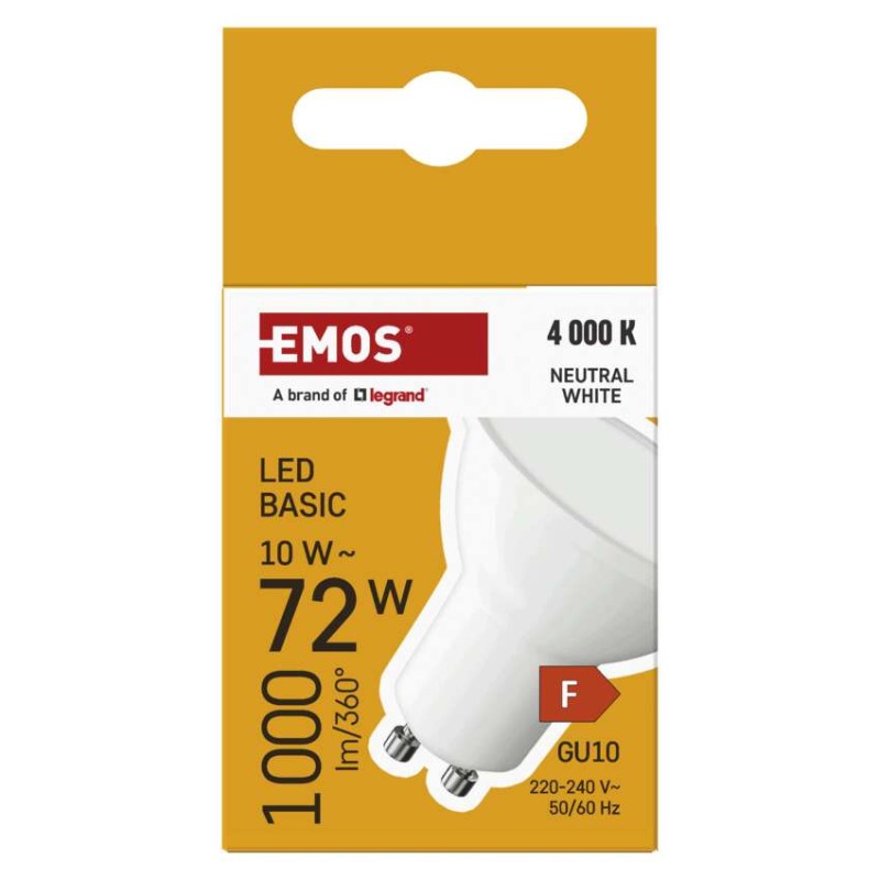 LED žárovka Basic MR16 bílá / GU10 / 10 W (72 W) / 1000 lm / Neutrální bílá