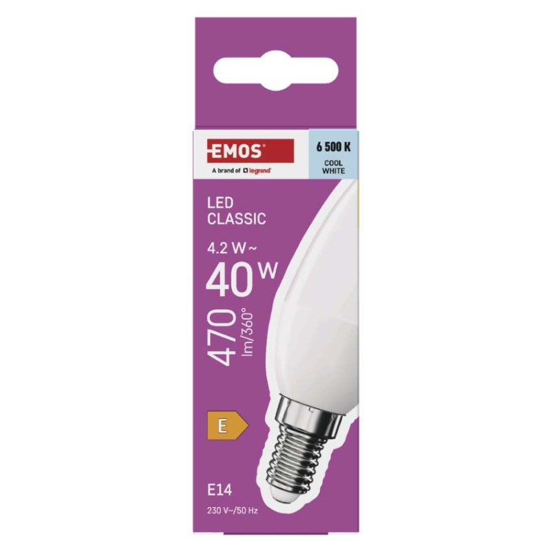 LED žárovka Classic svíčka / E14 / 4,2 W (40 W) / 470 lm / studená bílá