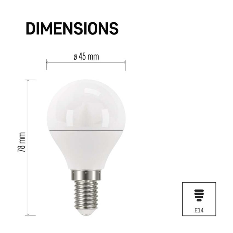 LED žárovka Classic Mini Globe 5W E14 teplá bílá