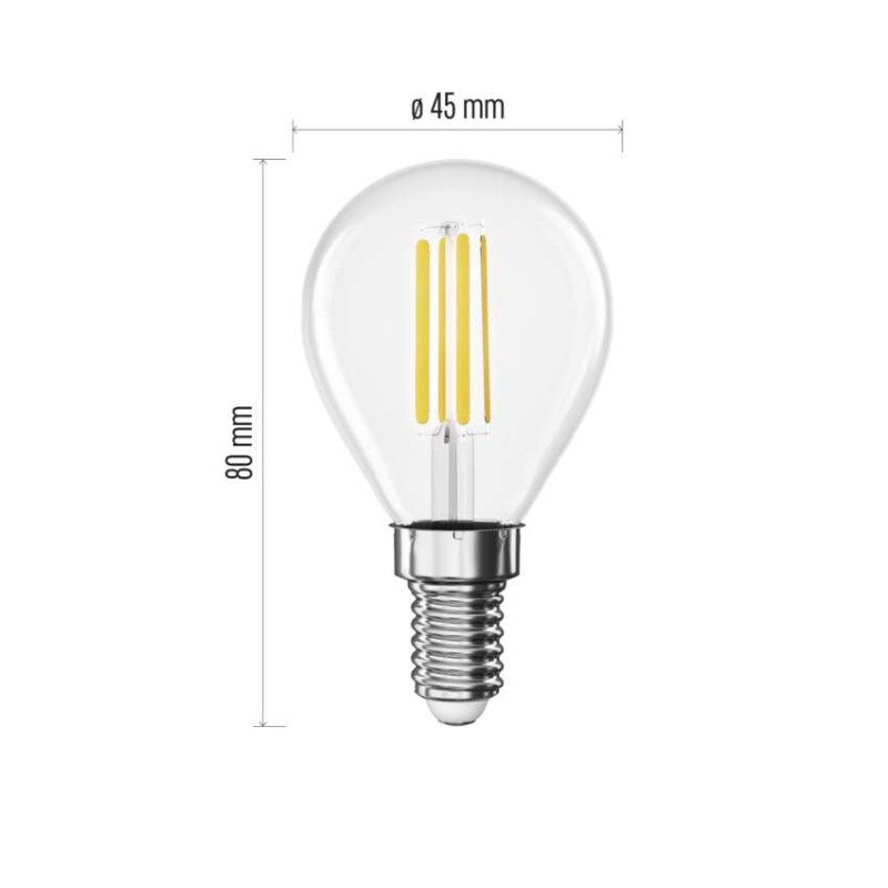 LED žárovka Filament Mini Globe  A CLASS/ E14 / 3,8 W (60 W) / 806 lm / neutrální bílá
